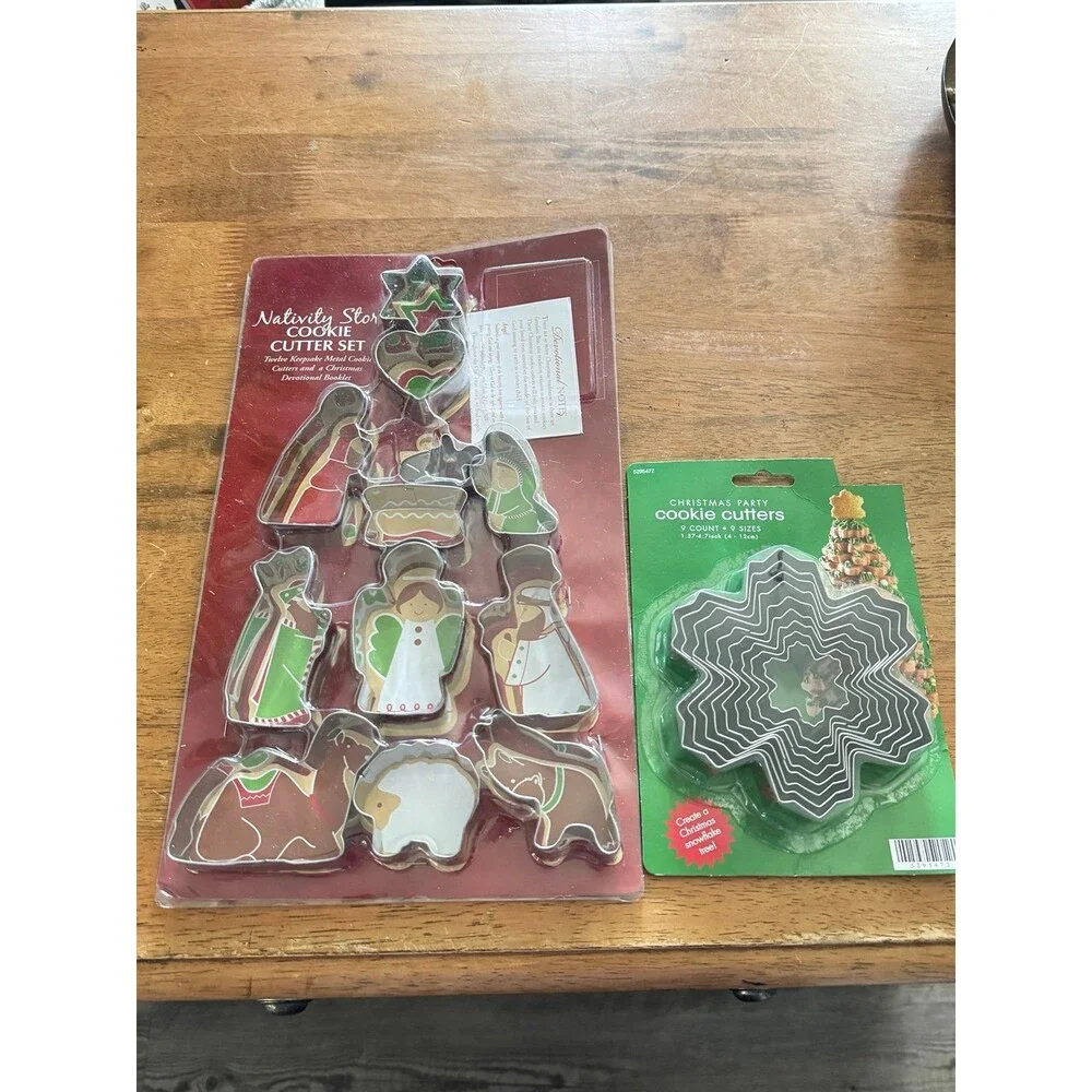 Christmas Metal Cookie Cutters, 9-Snow Flakes and 12-Nativity Set Scene